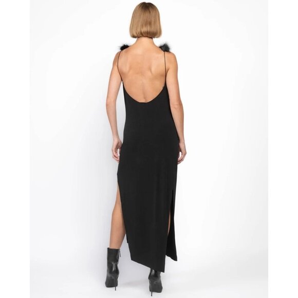 Coperni Feather Boa Jersey Midi Dress in Black 42 New Womens Backless - Picture 2 of 16